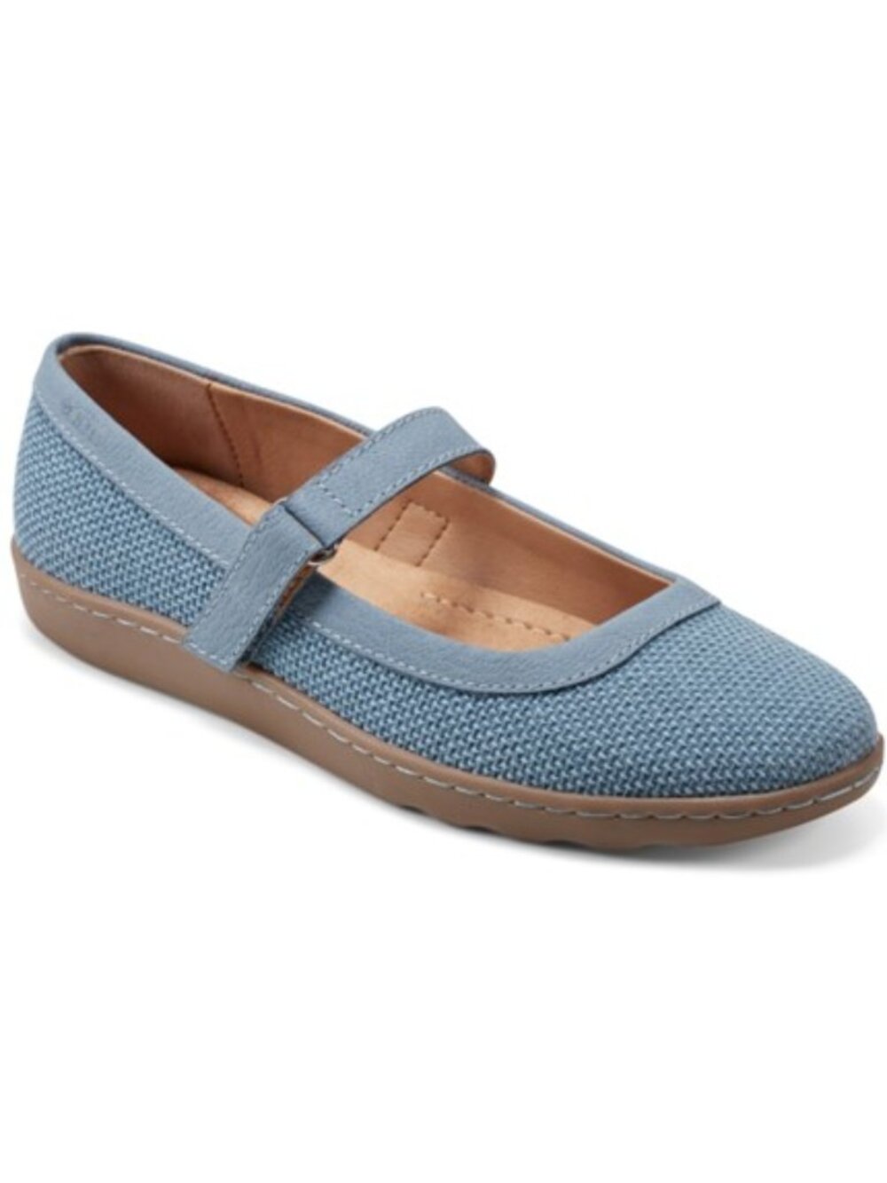 Earth Lorali Mary Jane Flats Leather Canvas Arch Support Blue Size 7 NEW
